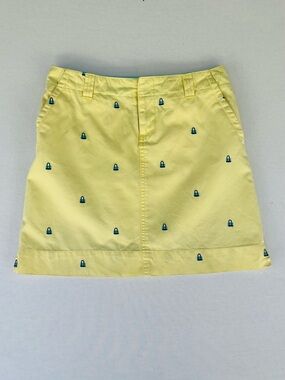 Lilly Pulitzer Vintage Women’s Yellow Embroidered Shopping Totes A-Line Skirt 0